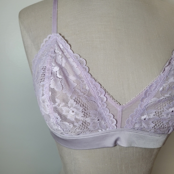 Savage x Fenty Lavender Floral Lace Mesh Unlined Bralette - Picture 5 of 8